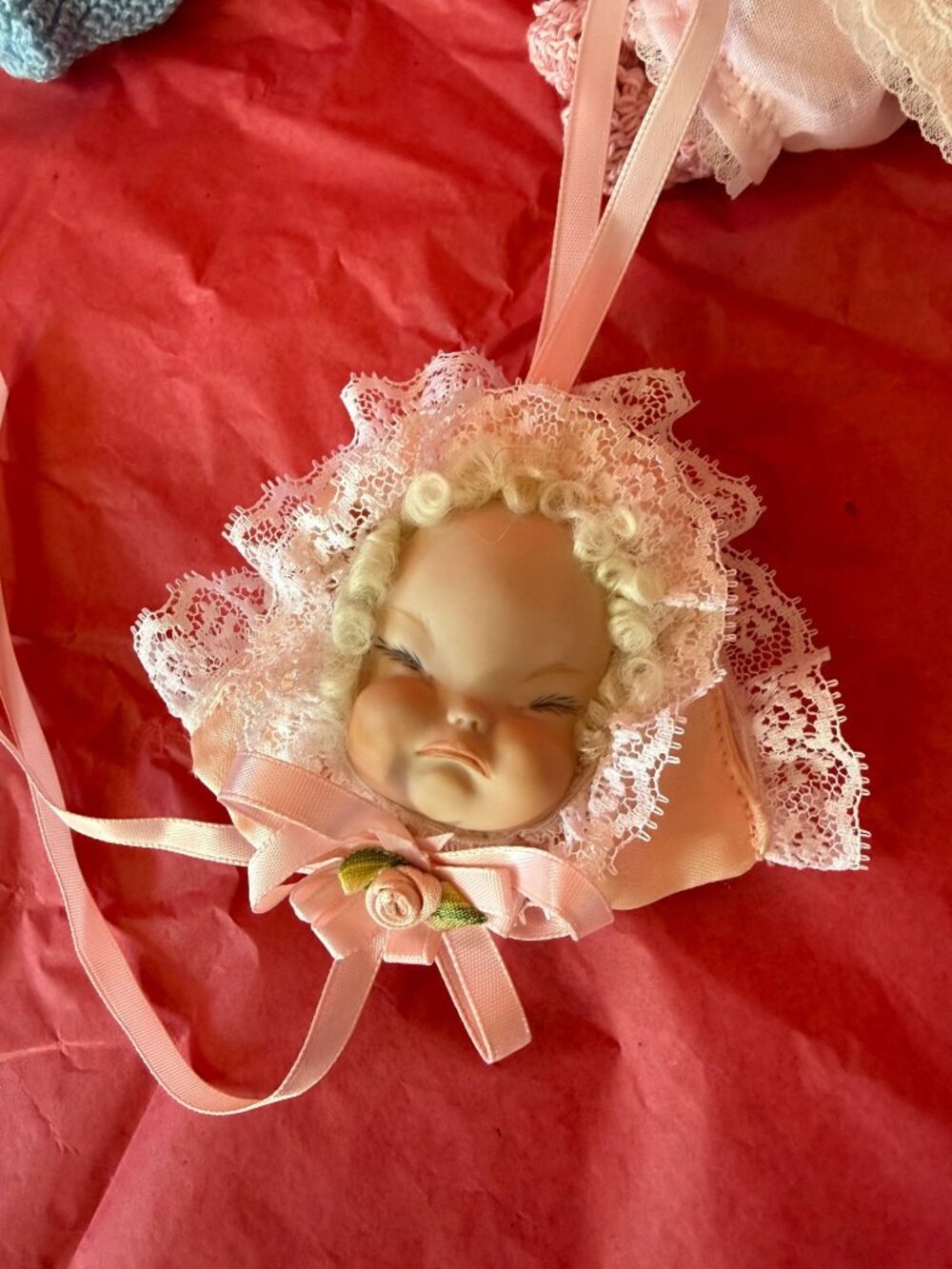 Vintage Porcelain Baby Doll Set | 1980s Bisque Dolls, Bonnet Head Ornament